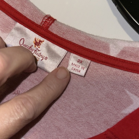 Quacker Factory French Terry Star Bright Hooded Top EUC 3X - Picture 5 of 7